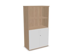 Double Door Cupboard with Bookcase Top - H1530mm