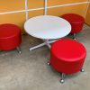 Round Stool in Red Vinyl