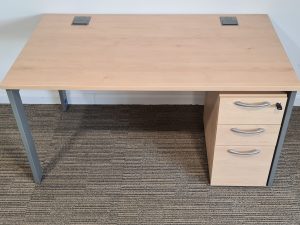 Used Rectangle Desk in Maple with Drawers