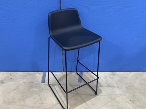 Twist & Sit Stool with Black Leather Seat