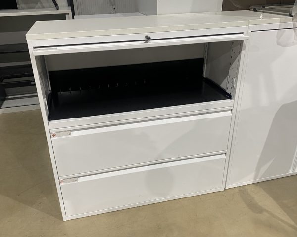 Used Metal Combination Cabinet in White with White Melamine Top - Image 2