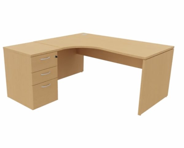 Retro Crescent Desk with Desk High Drawers