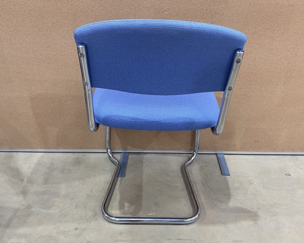 Blue Stackable Meeting Chairs on a Chrome Cantilever Frame - Set of 4 - Image 3