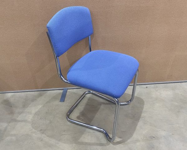 Blue Stackable Meeting Chairs on a Chrome Cantilever Frame - Set of 4 - Image 2