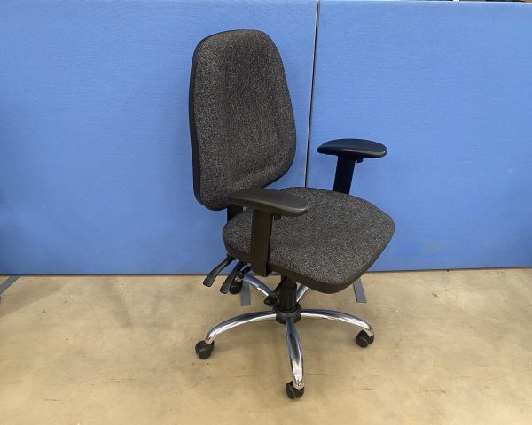 High Back Task Chair in Dark Grey with Adj. Arms