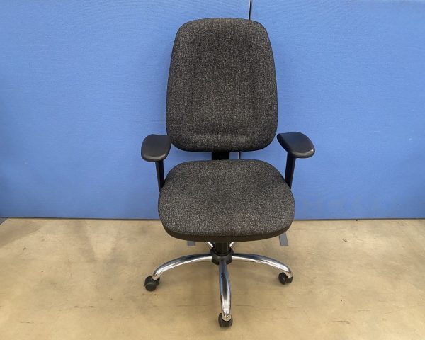 High Back Task Chair in Dark Grey with Adj. Arms - Image 2