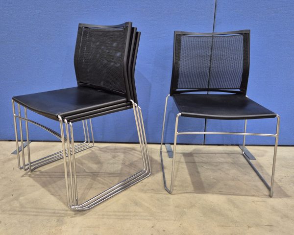 2 x Connection Mesh Back Meeting Chairs in Black