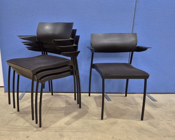 Kinnarps Meeting Chairs with Black Fabric Seat & Arms - Set of 4