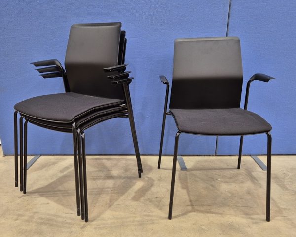 Kinnarps Armchairs with Black Fabric Seat & Arms - Set of 4