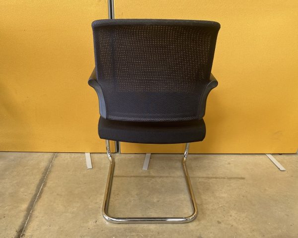 4 x Black Stackable Meeting Chairs with Mesh Back - Image 4