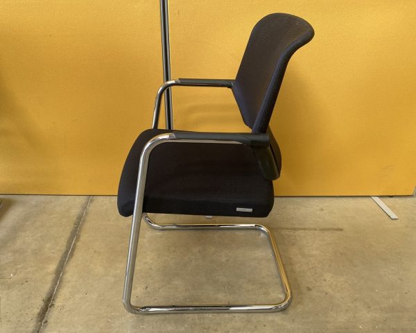 4 x Black Stackable Meeting Chairs with Mesh Back - Image 3