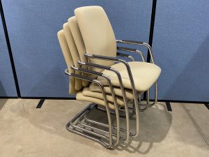 Conference Chairs – Chrome Cantilever Frame – Stackable – Set of 4 – Used