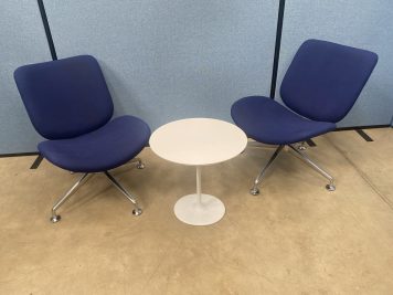 2 x Orangebox Track-02 Lounge Chairs | Blue Fabric | Used