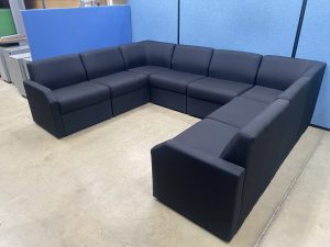8 Pc. Modular Reception Seating | Black Fabric | Used