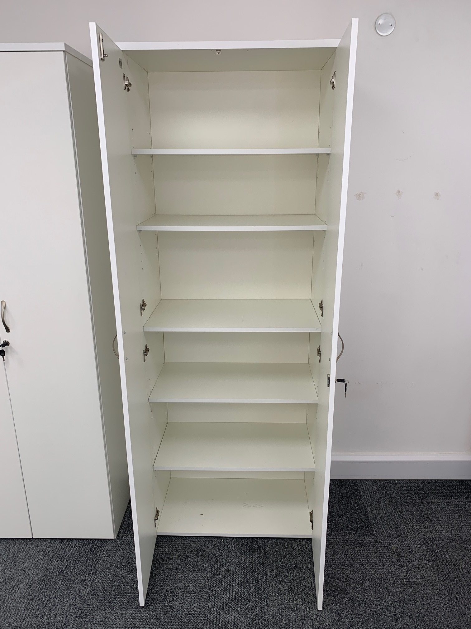 Tall Double Door Cupboard in White - Used - Image 2