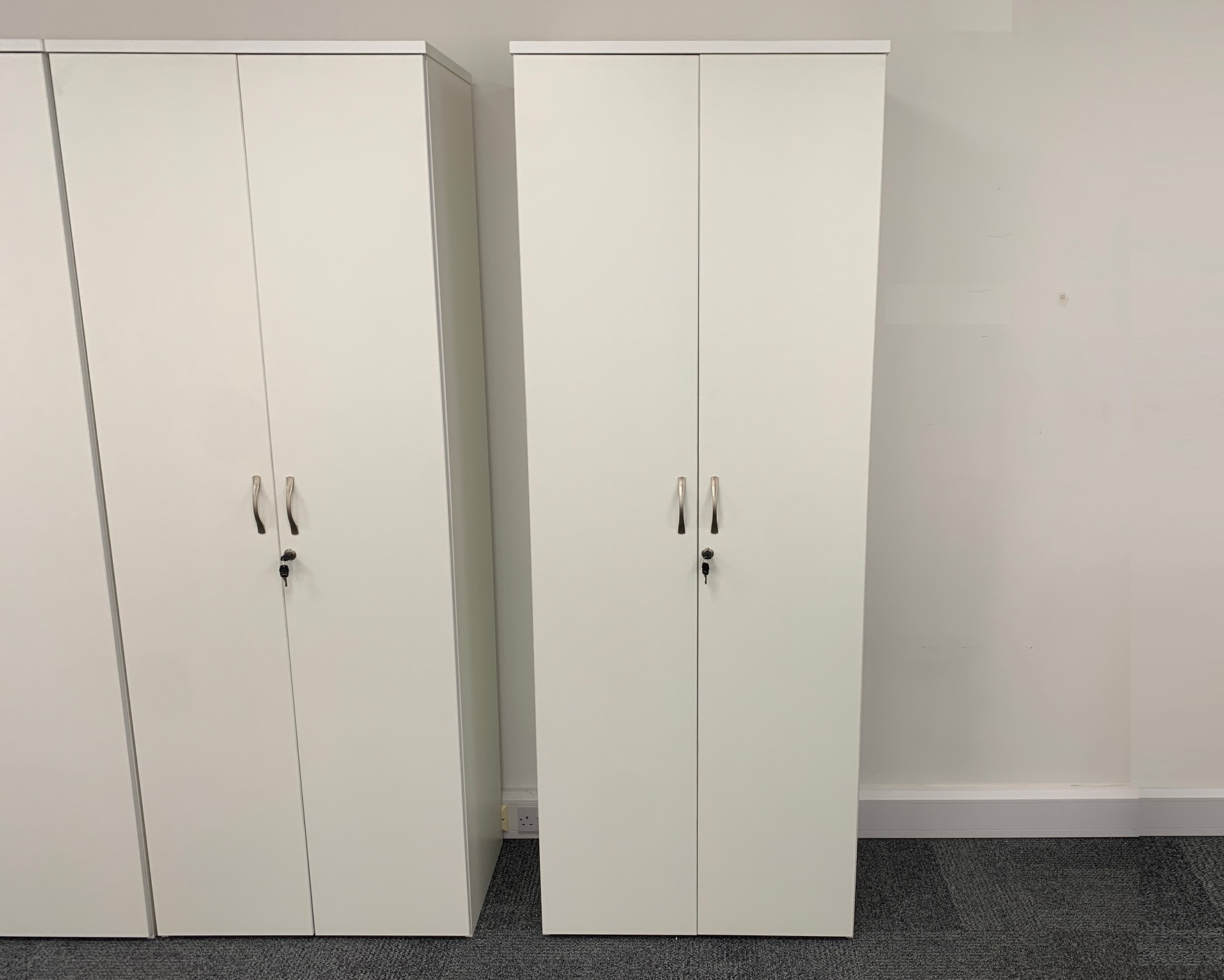 Tall Double Door Cupboard in White - Used
