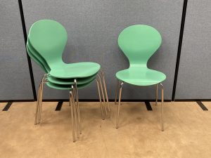 8 x Green Stacking Chairs with Chrome Legs - Used