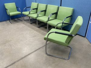 Set of 6 Meeting Chairs in a Green Fabric - Used