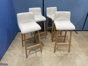 Set of 4 Vinyl Stools with Wood Frame | Used
