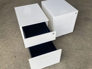 Used Metal Mobile Pedestal in White | 2 Drawers